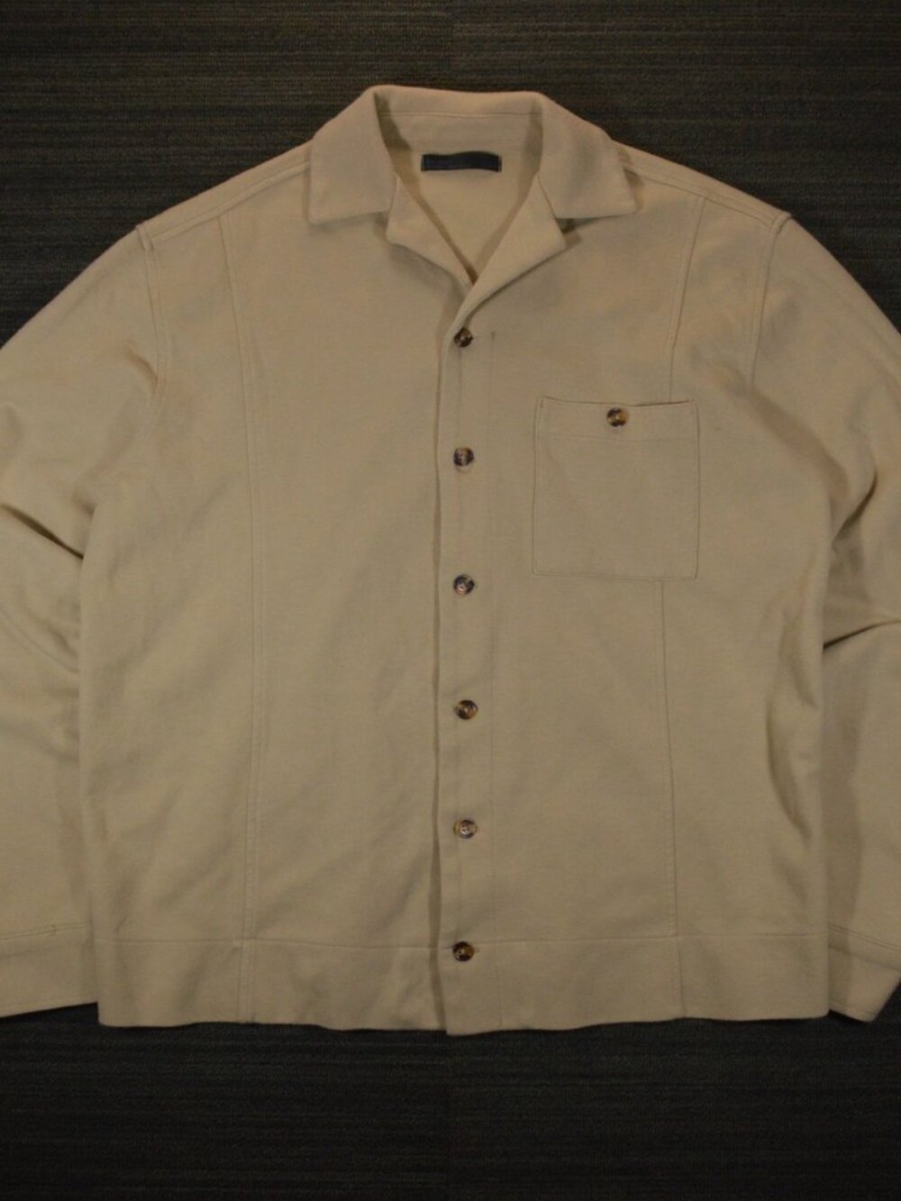 Oak + Fort Beige Ribbed Button-Up Overshirt XS